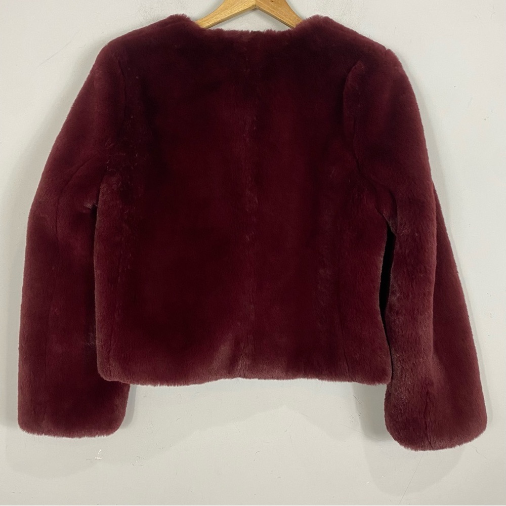 J.CREW Collection Louisa Lady Jacket Faux Fur Burgundy - Picture 3 of 9